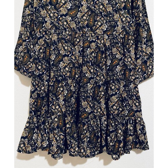 Natural Life Dress Womens Small Navy Blue Heidi Mini Ruffle Hem Boho Prairie - Picture 4 of 8